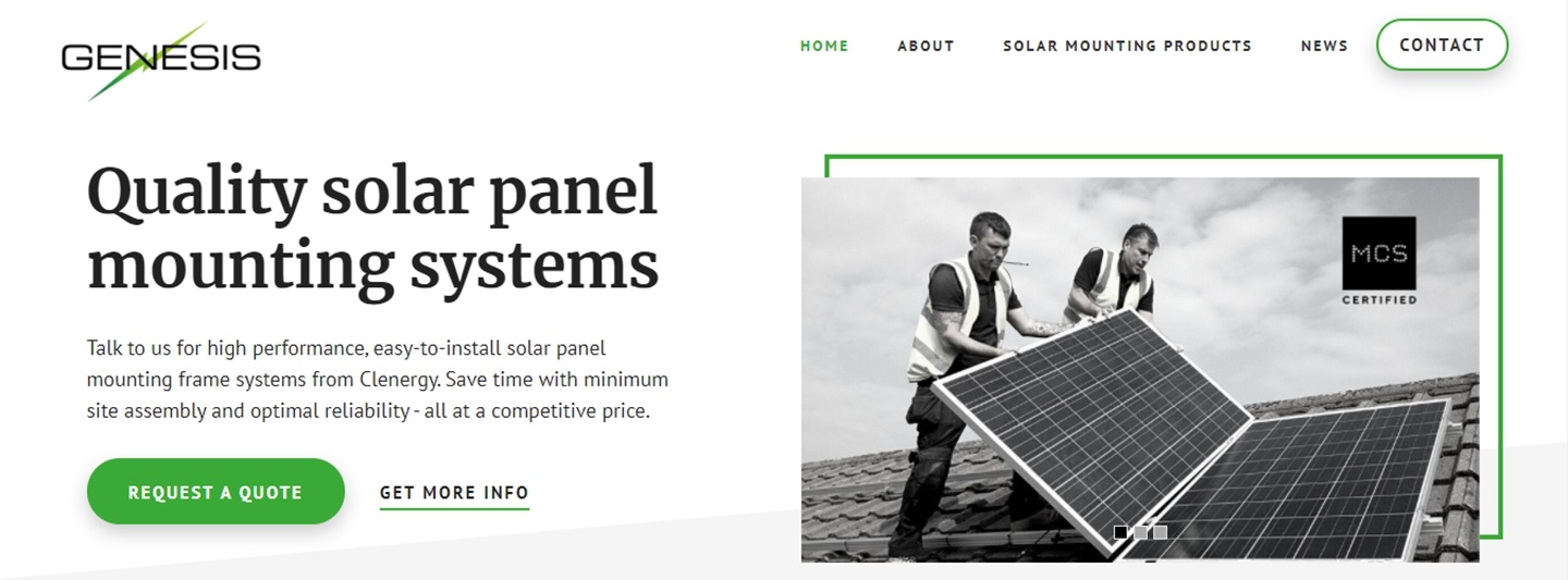 genesis solar website uk screenshot